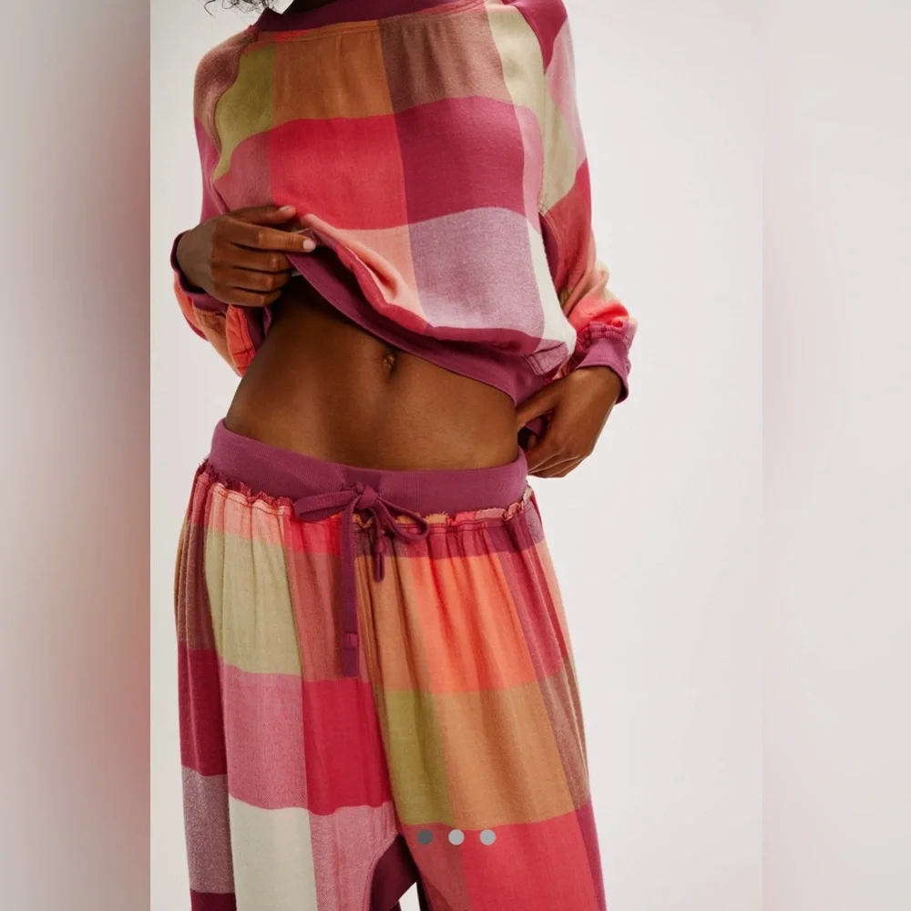 Free People Pink and Cream Pajama Pants - Picture 6 of 12